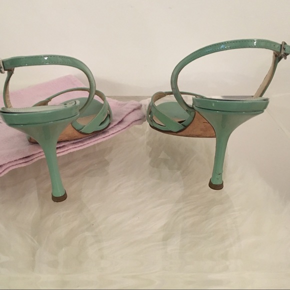 JIMMY CHOO PATENT LEATHER HIGH HEE SANDALS SZ 37.5 - Picture 4 of 8